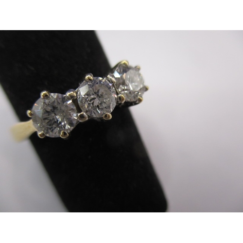 26 - A vintage 18ct gold 3 stone diamond ring, each stone measuring approx. 4.2mm, approx. ring size ‘K’,... 