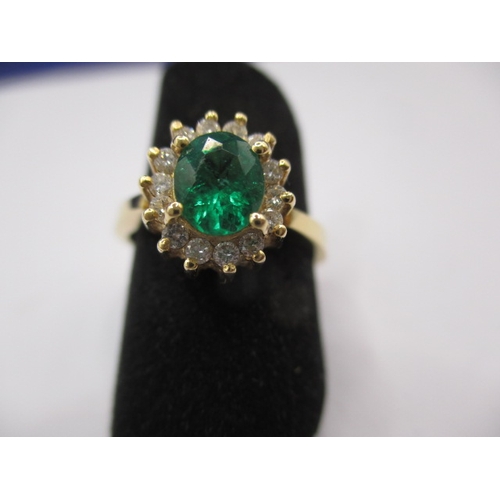 27 - A vintage 18ct yellow gold diamond and Columbian emerald dress ring, approx. ring size ‘O’, approx. ... 