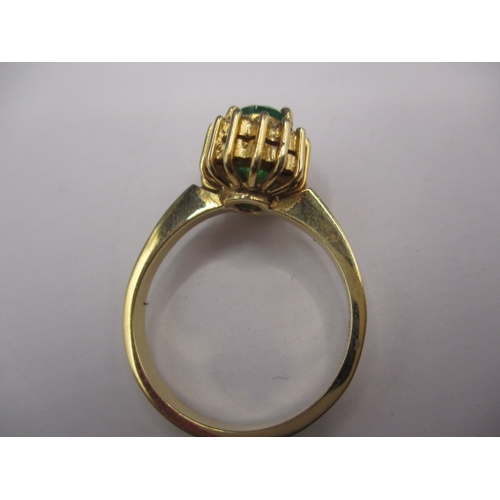 27 - A vintage 18ct yellow gold diamond and Columbian emerald dress ring, approx. ring size ‘O’, approx. ... 