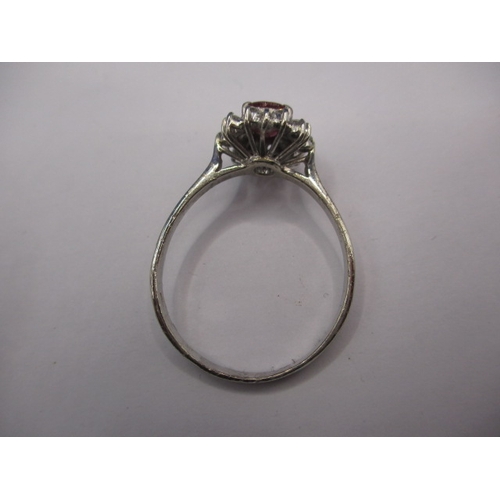 29 - A white gold diamond and ruby dress ring, approx. ring size ‘V’, approx. weight 3.8g in useable pre-... 