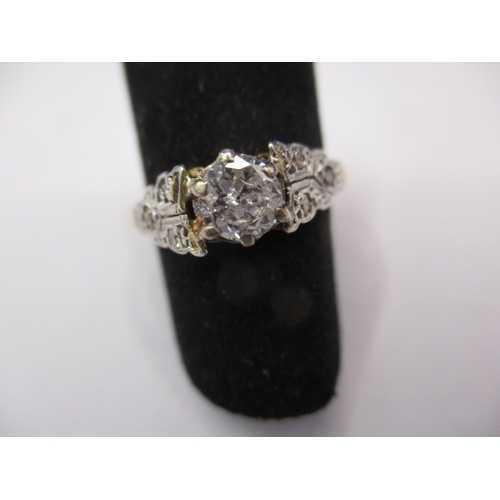 32 - A vintage 18ct gold and platinum diamond ring, approx. ring size ‘N’, approx. weight 2.7g in good us... 