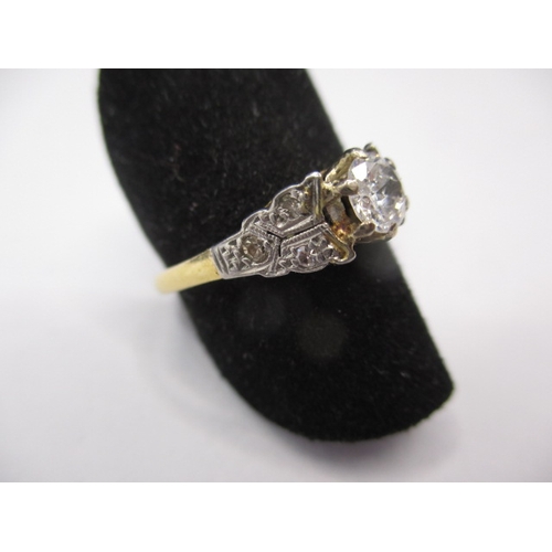 32 - A vintage 18ct gold and platinum diamond ring, approx. ring size ‘N’, approx. weight 2.7g in good us... 