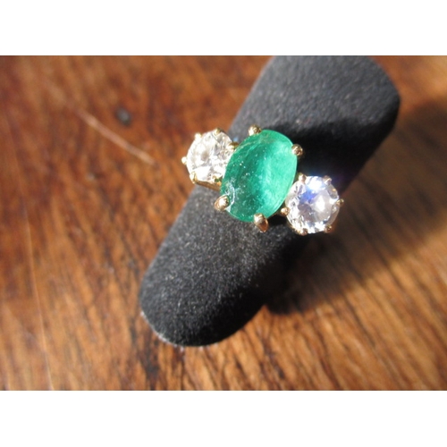 14 - A vintage 18ct yellow gold, diamond and emerald ring, approx., ring size ‘J+’, approx. weight 3.35g,... 