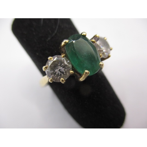 14 - A vintage 18ct yellow gold, diamond and emerald ring, approx., ring size ‘J+’, approx. weight 3.35g,... 