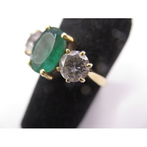 14 - A vintage 18ct yellow gold, diamond and emerald ring, approx., ring size ‘J+’, approx. weight 3.35g,... 