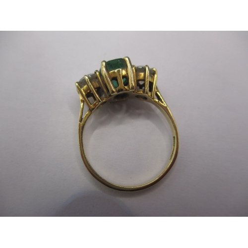 14 - A vintage 18ct yellow gold, diamond and emerald ring, approx., ring size ‘J+’, approx. weight 3.35g,... 