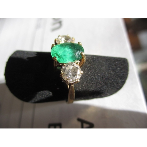 14 - A vintage 18ct yellow gold, diamond and emerald ring, approx., ring size ‘J+’, approx. weight 3.35g,... 