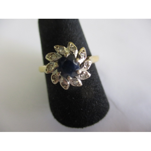 15 - A 1970s 18ct gold, diamond and sapphire engagement ring, approx. ring size ‘L’, approx. weight 3.3g ... 