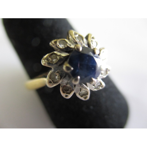 15 - A 1970s 18ct gold, diamond and sapphire engagement ring, approx. ring size ‘L’, approx. weight 3.3g ... 