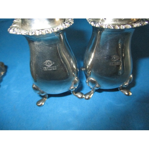 194 - A silver salt and pepper pot and a silver top trinket box and a Christofle table bell, missing clapp... 