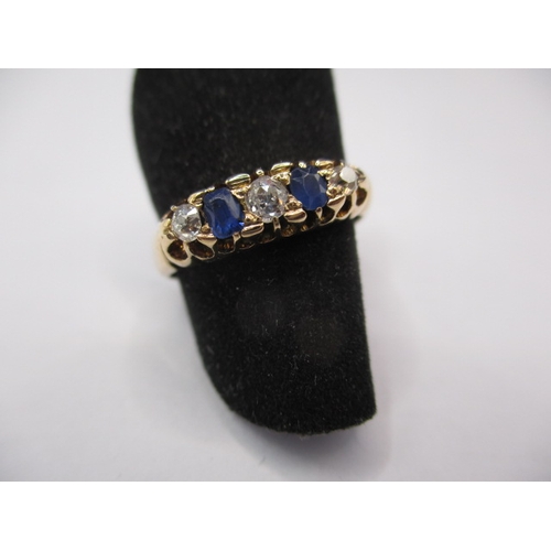 42 - A vintage 18ct yellow gold diamond and sapphire ring, approx. ring size ‘M+’, approx. weight 2.8g, h... 