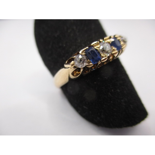 42 - A vintage 18ct yellow gold diamond and sapphire ring, approx. ring size ‘M+’, approx. weight 2.8g, h... 