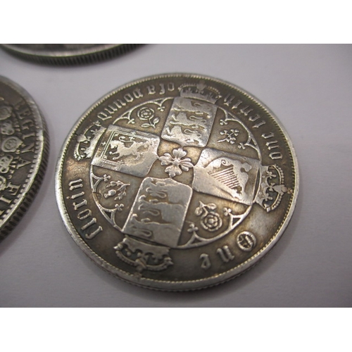 168 - 5 Victorian silver coins, to include a “godless florin” all circulated with fine definition of featu... 