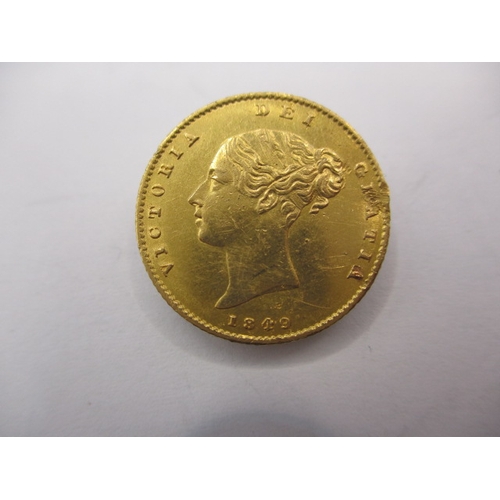 151 - A Victorian gold half sovereign dated 1849, being a miss-strike on the 4 in the date, with a properl... 