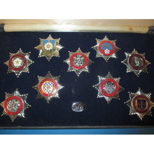 271 - Two vintage limited edition boxed set fire service cap badges, one for London the other West Yorkshi... 