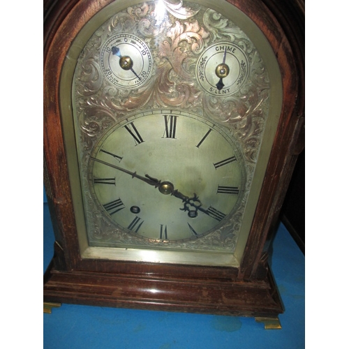 297 - Two antique clocks, one a fusee movement wall clock the other a mantle clock, both in need of servic... 