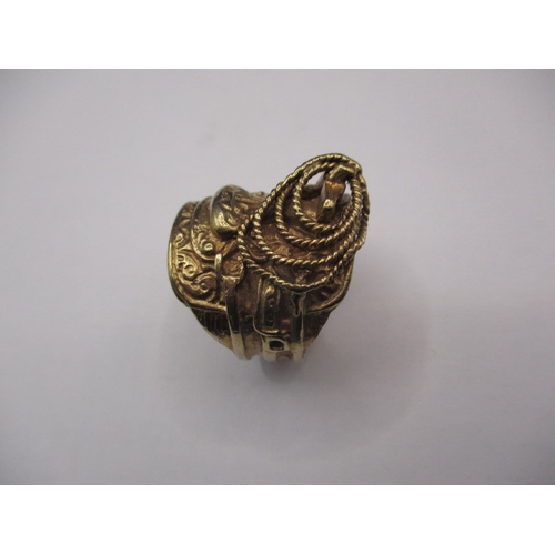 16 - A vintage 9ct yellow gold saddle ring, approx. ring size ‘V+’, approx. weight 21g, in good useable p... 