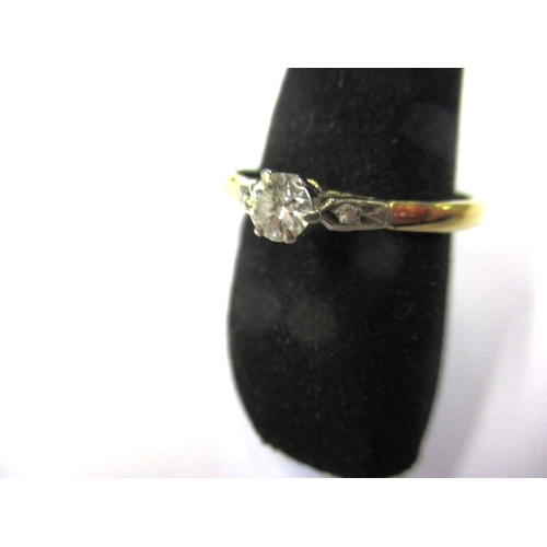 49 - A vintage 18ct gold diamond solitaire ring with diamond set shoulders, approx. ring size ‘S’, approx... 