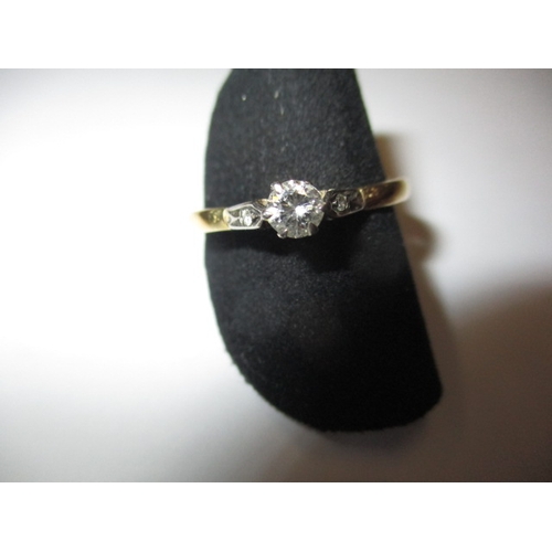 49 - A vintage 18ct gold diamond solitaire ring with diamond set shoulders, approx. ring size ‘S’, approx... 