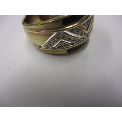 11 - A vintage 9ct gold, diamond and enamel dress ring, approx. ring size ‘M+’ approx. weight 5.9g in use... 