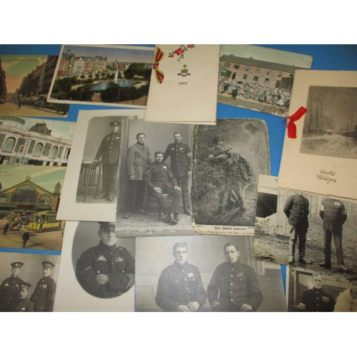 5 - A parcel of vintage postcards, to include 1st Battalion Suffolk regiment and other military related ... 