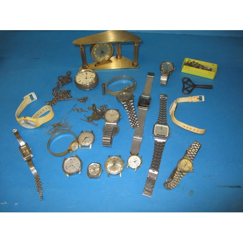 8 - A parcel of vintage watches, to include a silver cased pocket watch and silver Albert chain, all in ... 