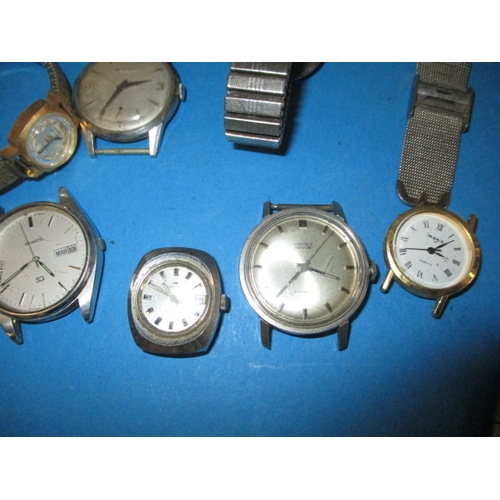 8 - A parcel of vintage watches, to include a silver cased pocket watch and silver Albert chain, all in ... 