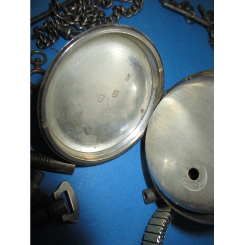 8 - A parcel of vintage watches, to include a silver cased pocket watch and silver Albert chain, all in ... 