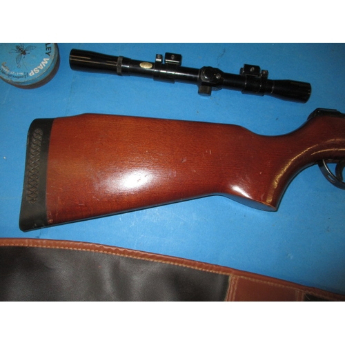 16 - A vintage BSA Meteor .22 air rifle in working order with scope and gun slip having general use relat... 