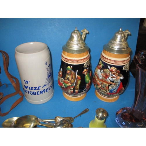 21 - A parcel of miscellanea, to include German beer steins and Swarovski crystal, all in used condition