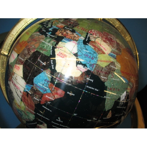 22 - Two terrestrial gemstone globes on revolving stands, approx. globe sizes are 30 and 20cm, both in go... 