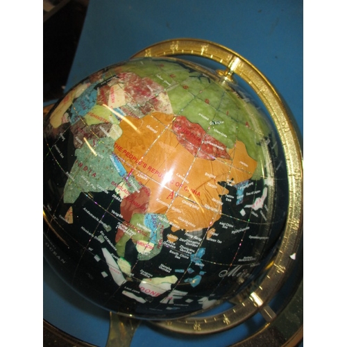 22 - Two terrestrial gemstone globes on revolving stands, approx. globe sizes are 30 and 20cm, both in go... 