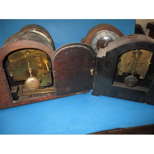 27 - 4 Vintage mantle clocks, all in need of restoration