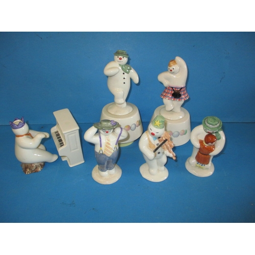 42 - 6 Vintage Royal Doulton Snowman figures , to include 2 musical examples, all in good pre-owned condi... 