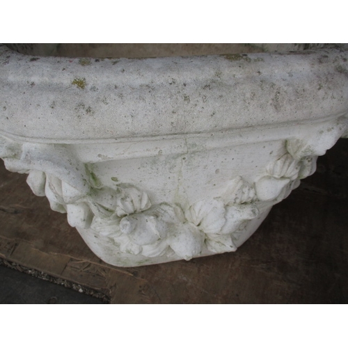 46 - 4 Vintage stone-cast garden planters, each approx. 38x38x33cm in useable pre-owned condition