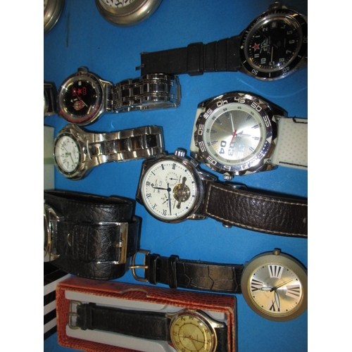 57 - A large quantity of vintage pocket and wrist watches, all in used condition, those pictured to left ... 