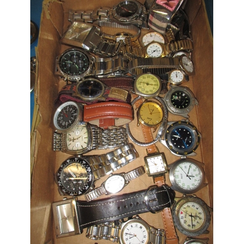 57 - A large quantity of vintage pocket and wrist watches, all in used condition, those pictured to left ... 