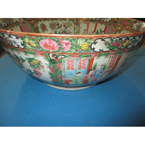 64 - A large antique Chinese polychrome decorated bowl, approx. rim diameter 36.5cm no observed cracks or... 