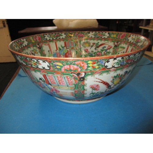 64 - A large antique Chinese polychrome decorated bowl, approx. rim diameter 36.5cm no observed cracks or... 