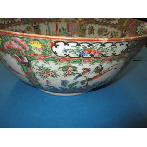 64 - A large antique Chinese polychrome decorated bowl, approx. rim diameter 36.5cm no observed cracks or... 