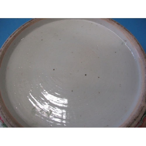 64 - A large antique Chinese polychrome decorated bowl, approx. rim diameter 36.5cm no observed cracks or... 