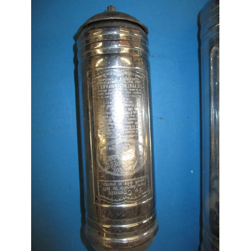 66 - Two vintage Pyrene fire extinguishers, the junior example retaining its original fixing bracket, in ... 