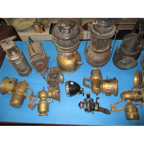 69 - A parcel of vintage cycle and other lamps, various ages, all in used condition with some damages