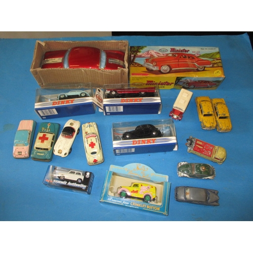 91 - A parcel of vintage model vehicles, to include die-cast and tin-plate, all in used condition