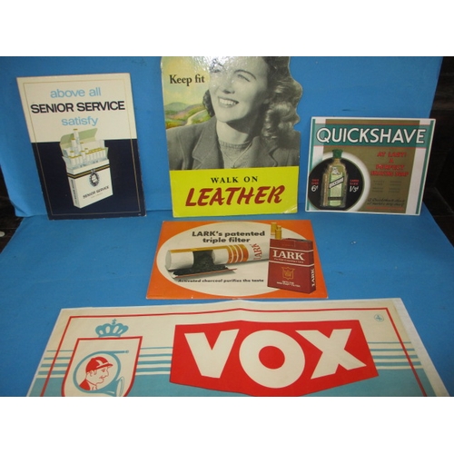 93 - A small parcel of vintage shop counter advertisement material, all in good used condition