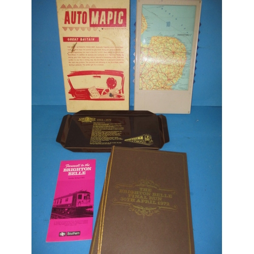 94 - 1972 Brighton Bell last run collectables to include a menu and a tray, also a vintage Auti-Mapic rou... 