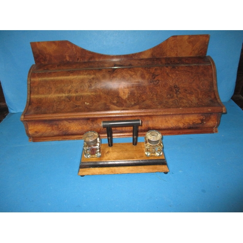 96 - A vintage desk top stationary unit and ink stand, approx. width of unit 58cm, in useable pre-owned c... 