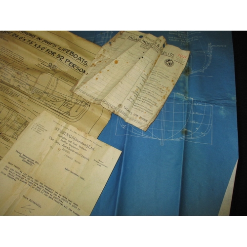 103 - A parcel of ephemera, relating to lifeboat fittings dated 1941/2, all in used condition with folds e... 