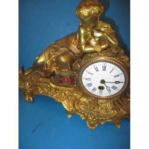 108 - 2 gilt metal mounted mantal clocks with age related marks, not tested as to function