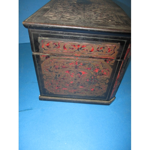 109 - 2 antique tea caddies one a boulle work example, both with glass liners, would benefit from restorat... 